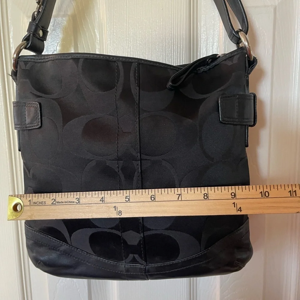 Coach Black Signature Canvas And Leather Shoulder Crossbody Bag